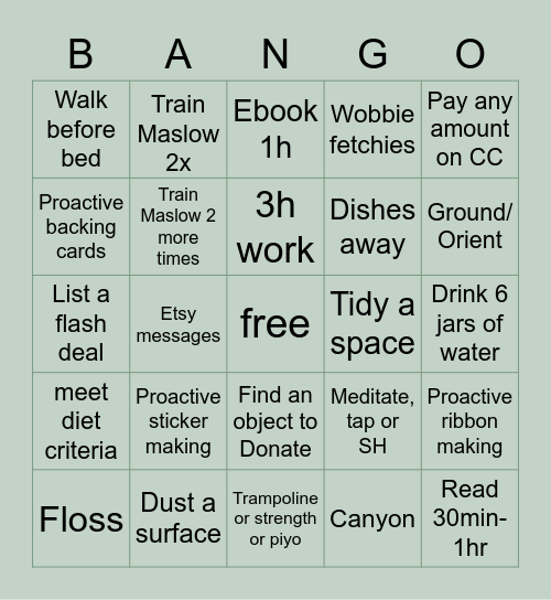 Daily Bango Bingo Card