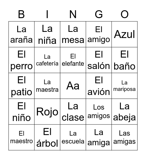 Amigos Bingo Card