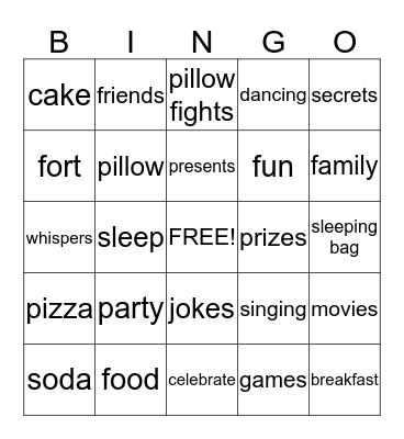 Kayla's Birthday Bingo Card