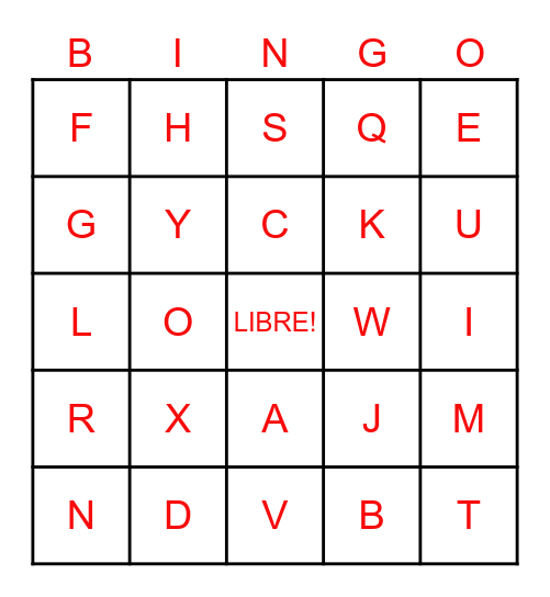 El Alfabeto Bingo Card