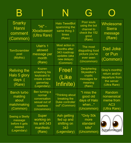 117 Ways to Die Bingo Card