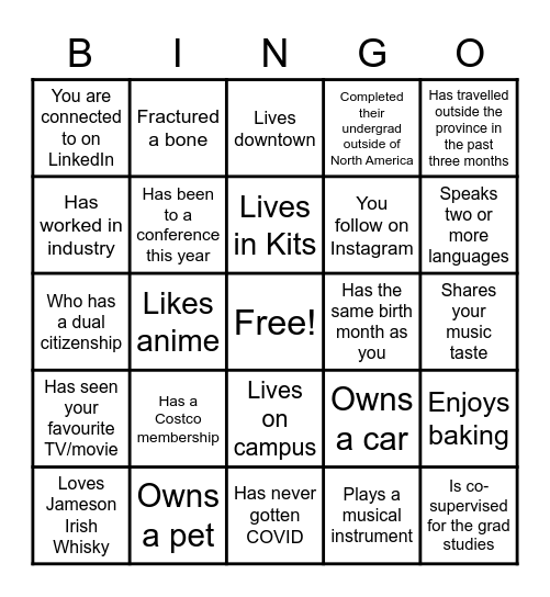 Have you met someone who... Bingo Card