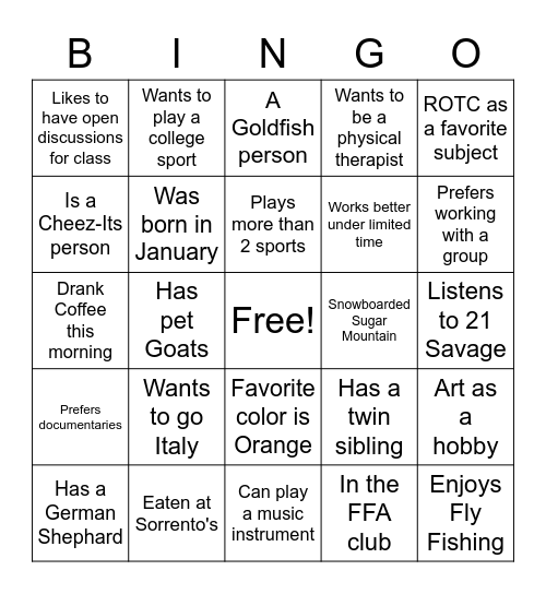 Find Someone Who.... Bingo Card