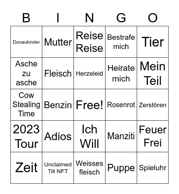 Ramm Bingo Card
