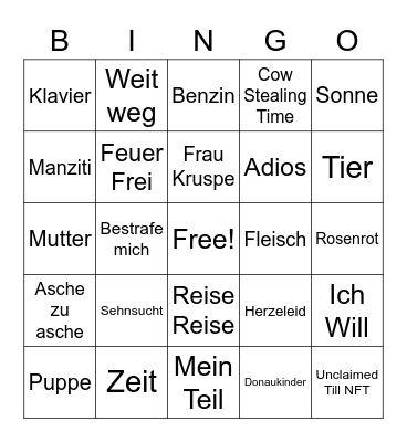 Ramm Bingo Card