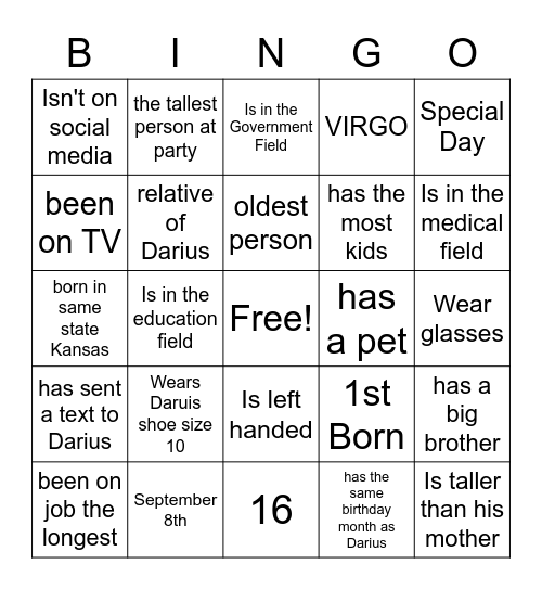 THE BIG 16 Bingo Card