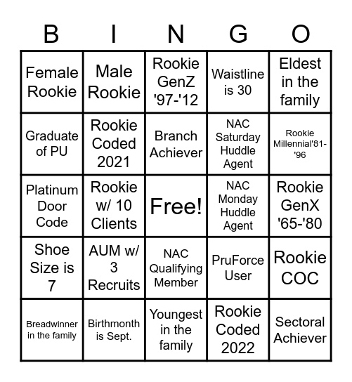 Human Bingo Card