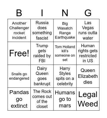 2022 Bingo Card