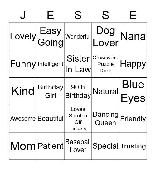 Happy Birthday Bingo Card