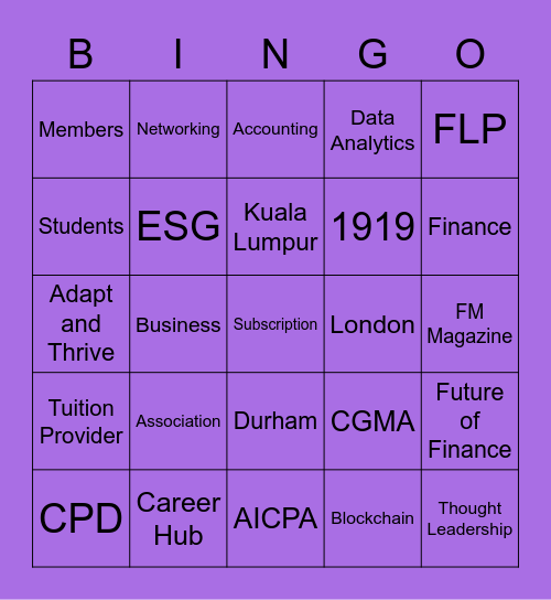 CIMA Bingo Card