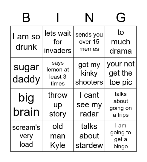 Liam toe bingo Card