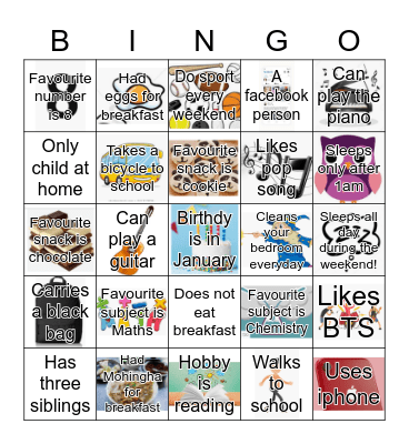 Get to know you Bingo! Bingo Card