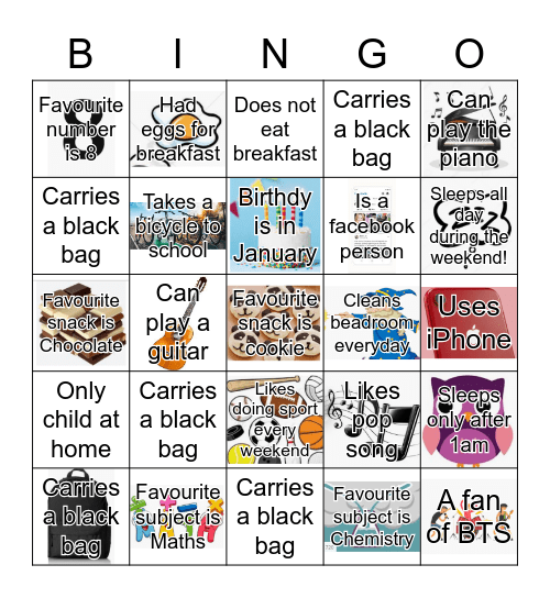 Get to know you Bingo! Bingo Card