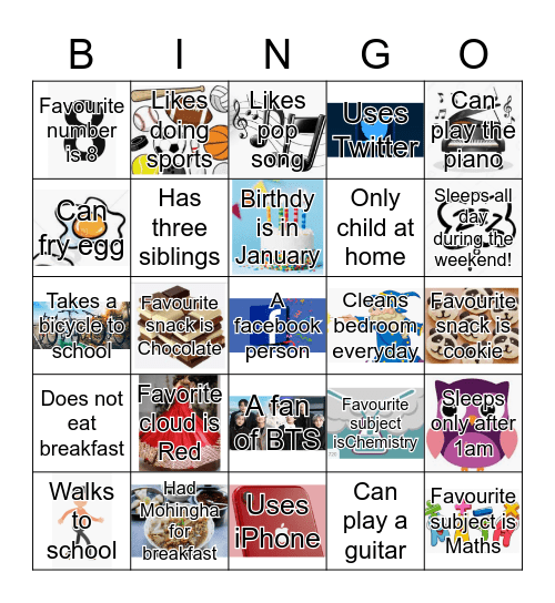 Get to know you Bingo! Bingo Card