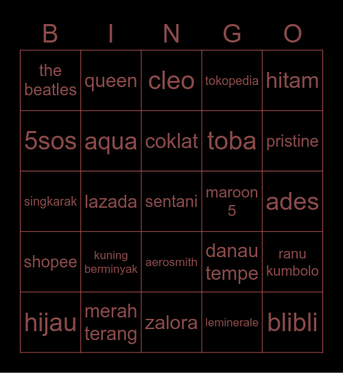 D’s Bingo Card