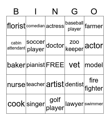 What do you want to be? Bingo Card