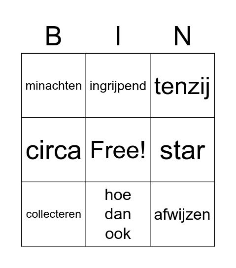 Thema 1 Bingo Card