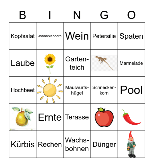 Garten-Bingo Card