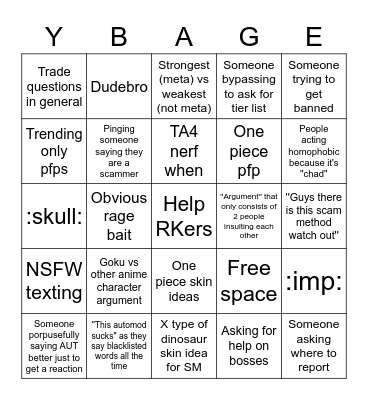 General Bingo Card