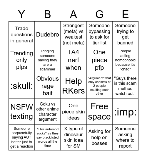General Bingo Card