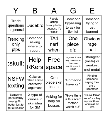 General Bingo Card
