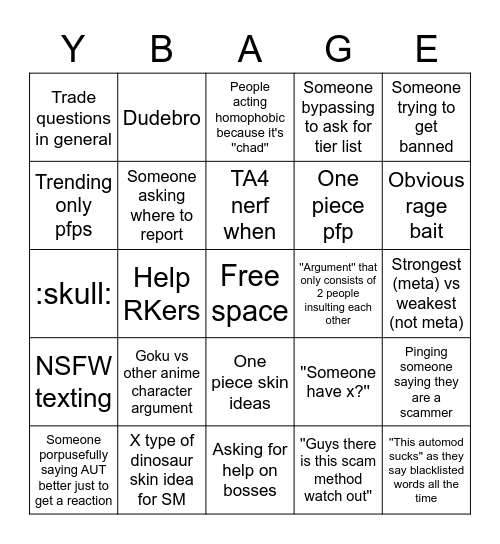 General Bingo Card