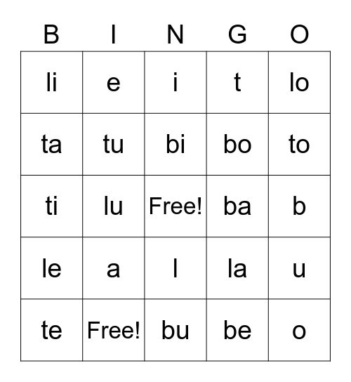 Phonics Bingo! aeiou blt blends Bingo Card