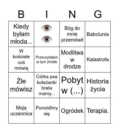 Żero Bingo Card