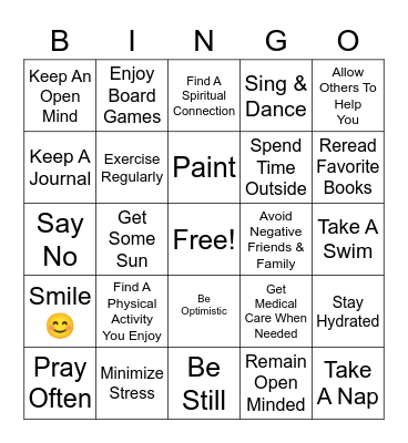 SELF CARE BINGO Card