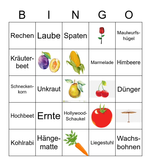 Garten-Bingo Card