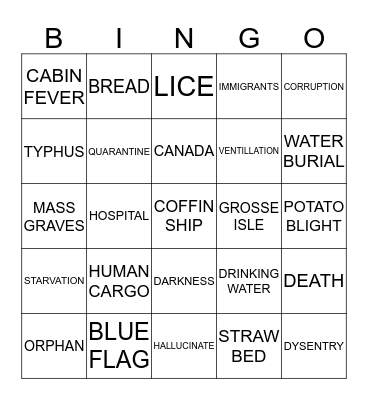 COFFIN SHIP BINGO Card