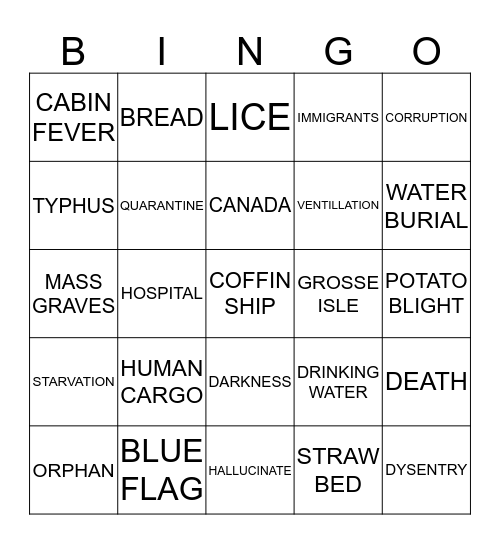 COFFIN SHIP BINGO Card