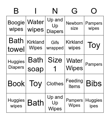 Whitney’s Sprinkle Bingo Card