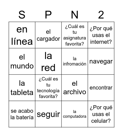 Qué Chévere A1A Bingo Card