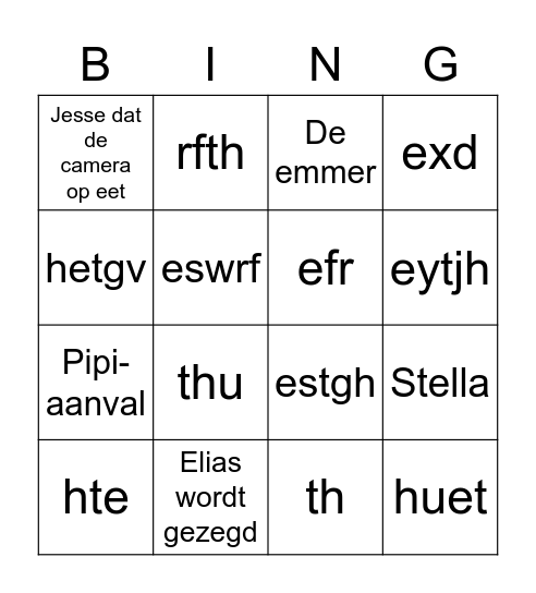 Zee BINGO Card