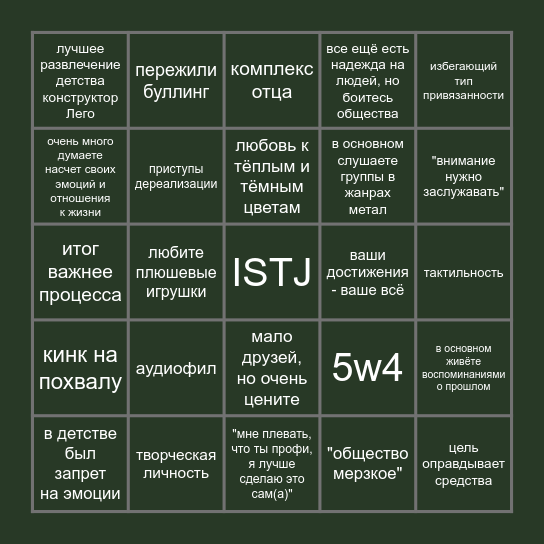 кинн бинго (Наюта) Bingo Card