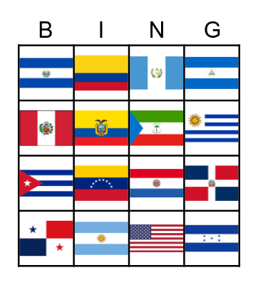 Banderas Bingo Card