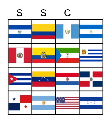 Lotería de banderas Bingo Card