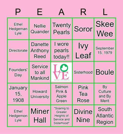 AKA Bingo Card