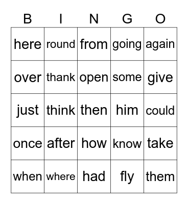 First Bingo Card