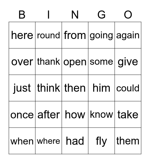 First Bingo Card