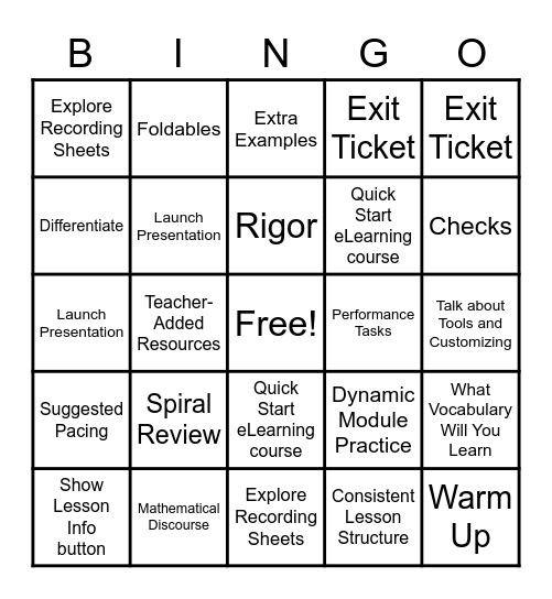 Reveal Math Bingo Card