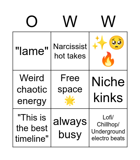 OWW Bingo Card