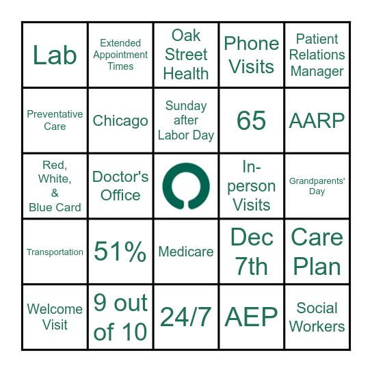 Oak Street Health BINGO! Bingo Card