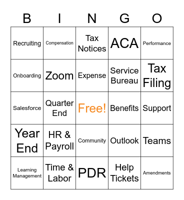 Paylocity Bingo Card