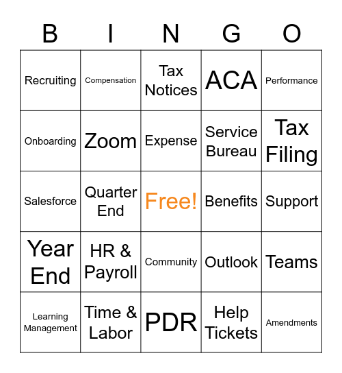 Paylocity Bingo Card