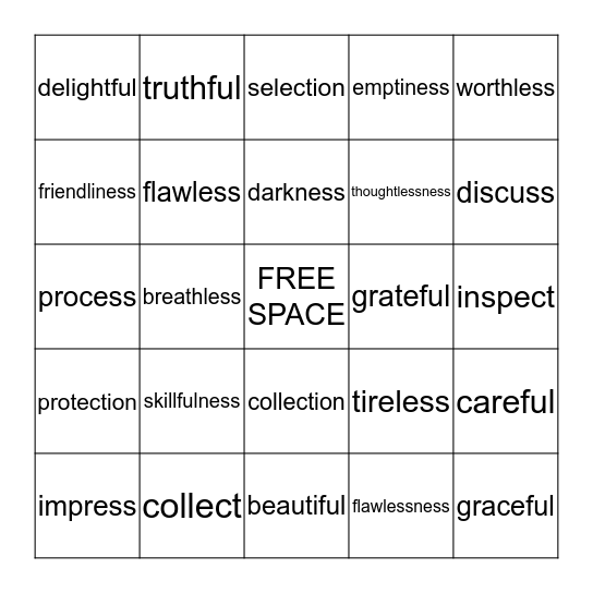 Fifth Grade Vocabulary Bingo Card