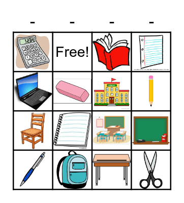 School BINGO Card