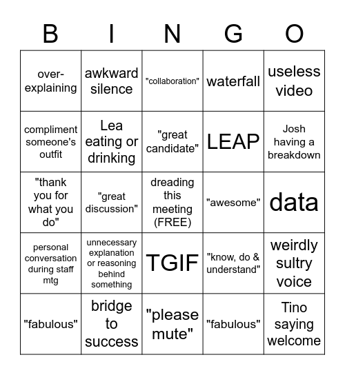 OGCS Meeting Bingo Card