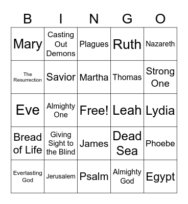 EGYG Friday Service 9/9 Bingo Card